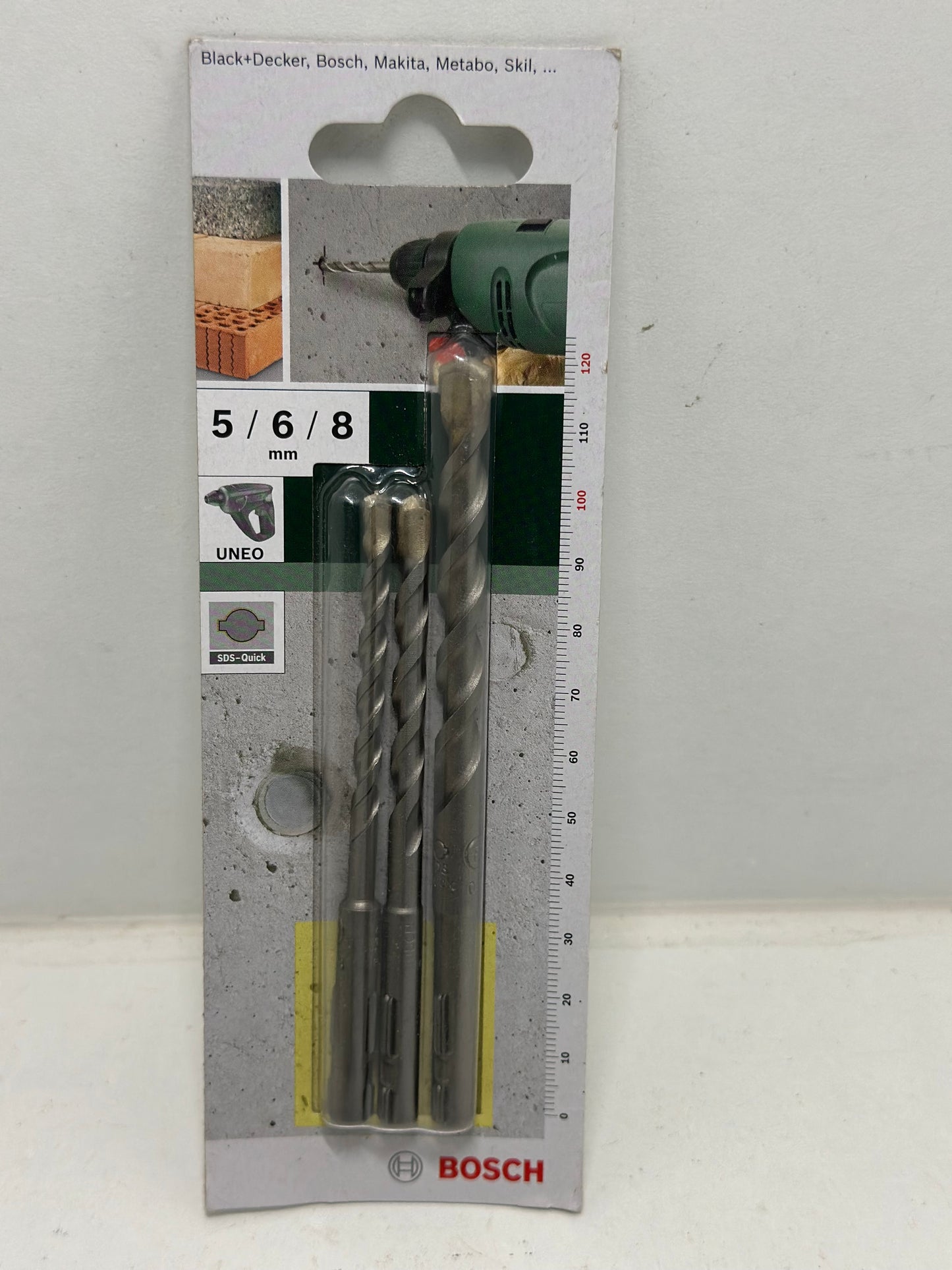 Bosch Accessories 2609256908 Set de 3 forets à béton SDS-Quick pour Perforateur UNEO Diamètre 5-6-8 mm Noir
