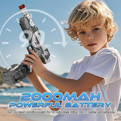 Pistolet à Eau Électrique pour Adultes et Enfants, Pistolet Automatique Grande Portée 8 M LED, Grande Capacité Étanche IP7 (Noir