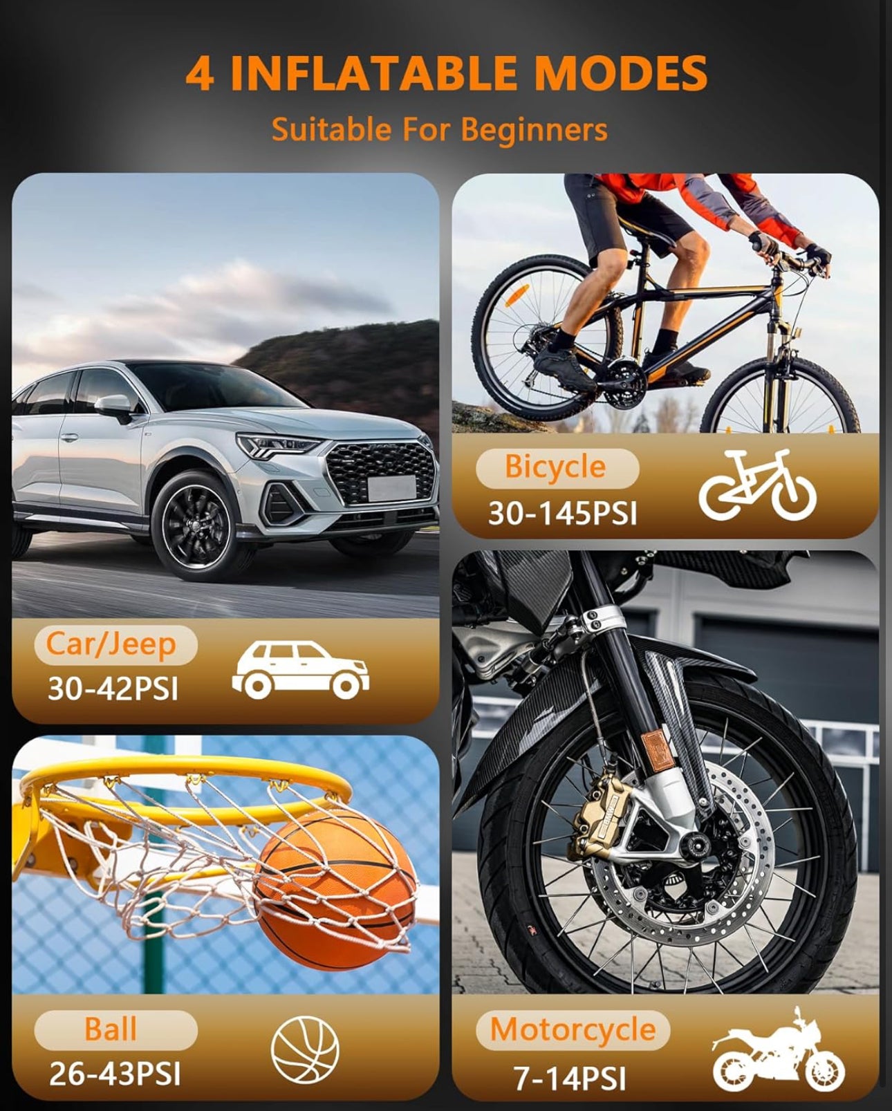 Compresseur à Air Portatif, Gonfleur Pneus Voiture sans Fil avec Jauge, Accessoire Voiture pour Hommes, Mini Compresseur 150PSI 12V DC avec Lumière LED pour Voiture Moto Bicyclette Boule