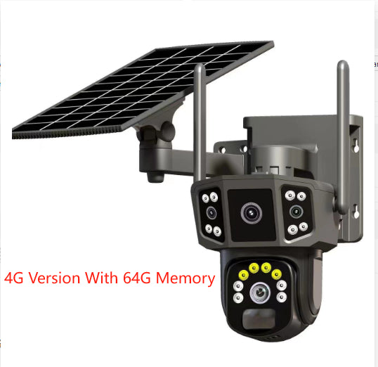 Caméra de surveillance 4G, carte SIMpanoramique à écran solaire extérieur