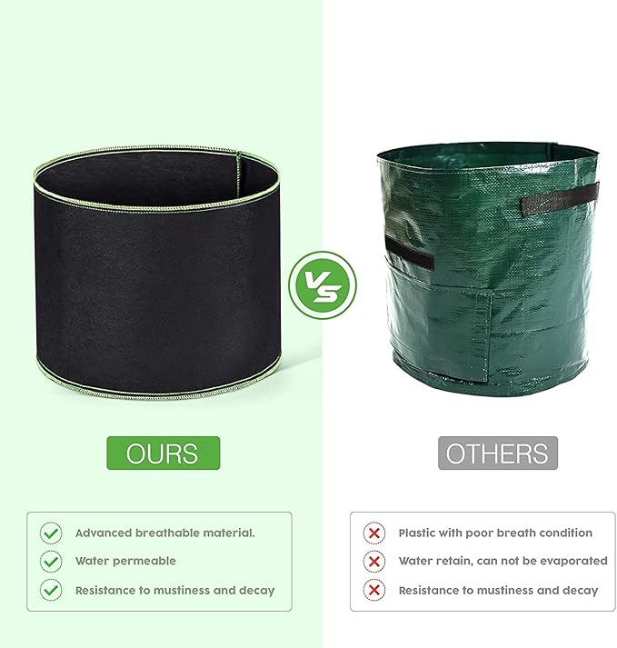 Sac de Plantation Tissu Non tissé épaissi (10 Pcs) - 20L Haute Capacité (Ø 30cm Hauteur 25cm) - Sacs à Plantes avec poignée pour Pommes de Terre, Tomates, Fraises, Fleurs et Autres Plantes
