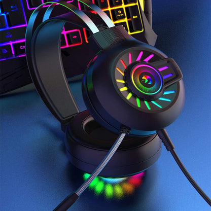 Casque de Jeu, Casque de Jeu Filaire stéréo 3,5 mm avec rétroéclairage Arc-en-Ciel RVB, Son Surround de Casque Professionnel et Microphone à réduction de Bruit, pour PS4 / Xbox One/Mac/PC (Noir)