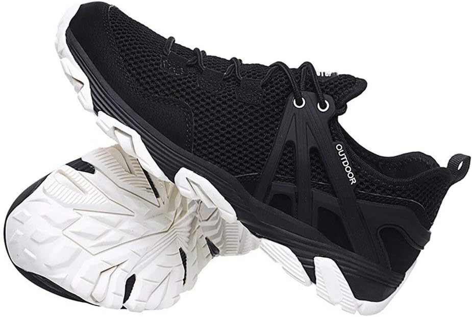 Chaussures de randonnée pour hommes Baskets d'extérieur Baskets antidérapantes légères pour le trekking Chaussures de sport de camping, noir/blanc