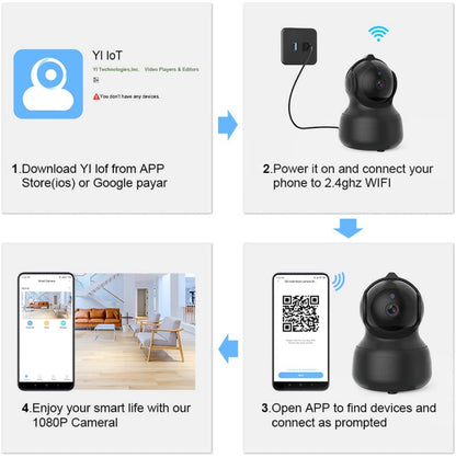 Caméra Surveillance WiFi 1080P IP sans Fil 2,4 G, Vision panoramique avec détection Mouvement neuve