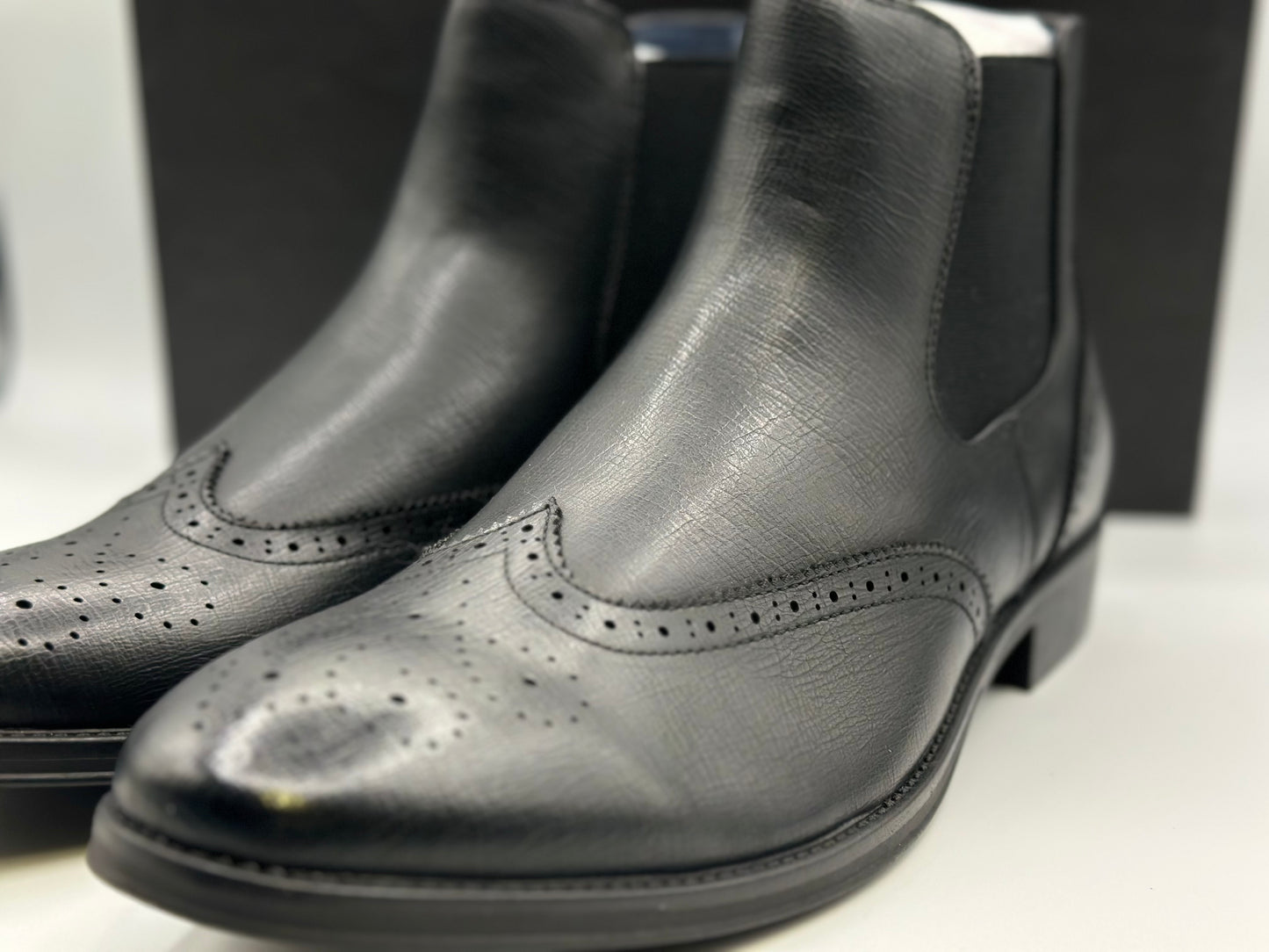 Bruno Marc Men Chelsea Boots Brogue en cuir Bottes de cheville Bottes Slip Boots