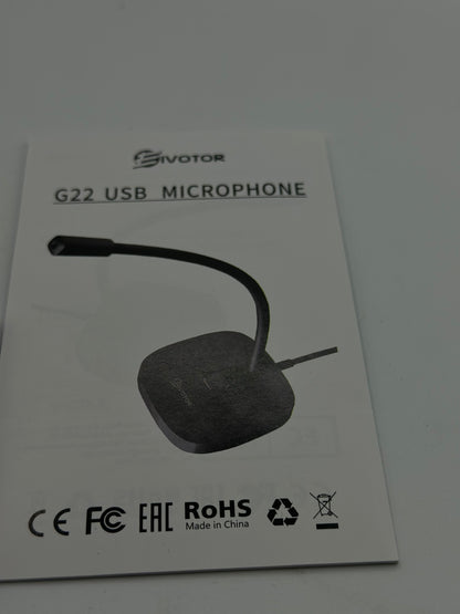 EIVOTOR Microphone PC USB Micro Computer Ordinateur Plug & Play Micro d'enregistrement avec Bouton Muet Compatible avec Mac, Windows 7/8/10, PS4 pour Discord, Youtube, Skype, Podcast, Conférence
