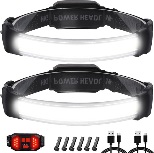 Lampe Frontale LED,2 Pièces Lampe Frontale LED Ultra Puissante USB Rechargeable,Super Bright 1500 Lumen étanche IPX6 et Torche Frontale,6 Modes Réglables pour le Camping, Randonnée,Cyclisme,Pêche [Classe énergétique A+++]