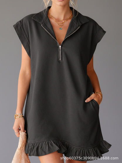 Robe "Urban-Pocket" – Col en V, Sans Manches & Doubles Poches Frontales