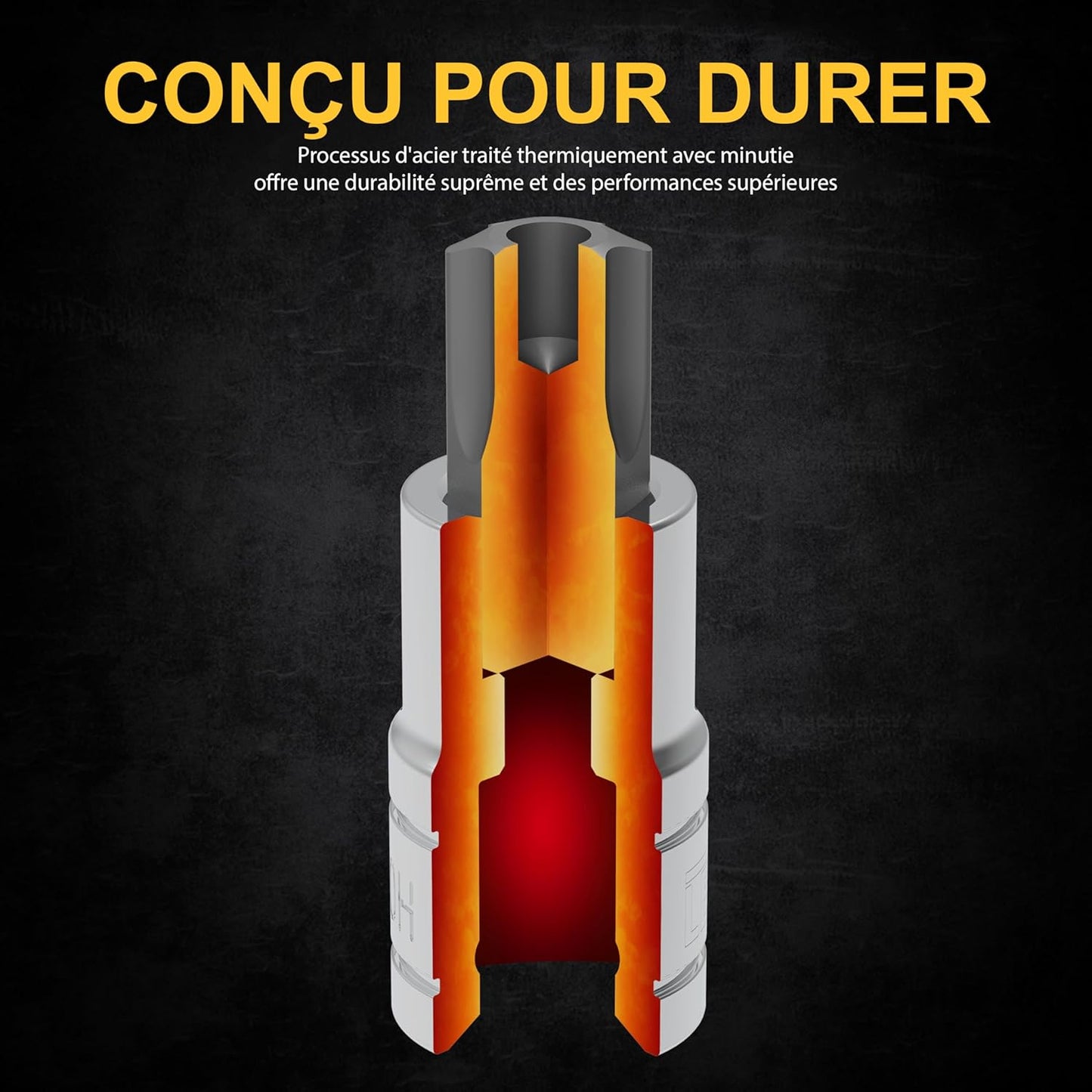 Set de 13 Douilles Tamper Proof Torx | Jeu de Sécurité douilles à embouts étoilé, taille de T8, T10, T15, T20, T25, T27, T30 T40, T45, T47, T50, T60 | entraînement 1/4 3/8 1/2, pour clés et perceuses