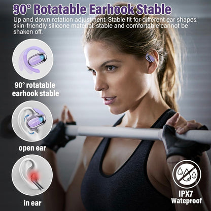 AI Ecouteur Traducteur Instantané, 58H Bluetooth 5.4 Ecouteurs sans Fil Open Ear avec 164 Langues, 3 en 1 Écouteur Traduction Vocale Instantanée, 7 Modes de Traduction, pour Affaires, Violet