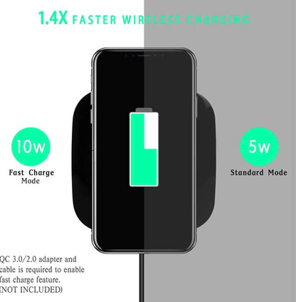 Chargeur sans fil 10W Qi Wireless Charge rapide Chargeur rapide Compatible avec X / 8 Plus/XS/XS MAX/XR, Samsung S10 /S10e /Note9 /S9 / S8 Plus /S8-Noir