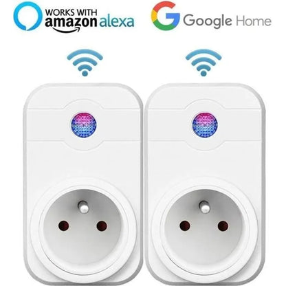 Intelligente Prise,Prise Connectée WiFi Compatible avec Android iOS Alexa Prise Télécommandées de Smart Plug (lot de 2)