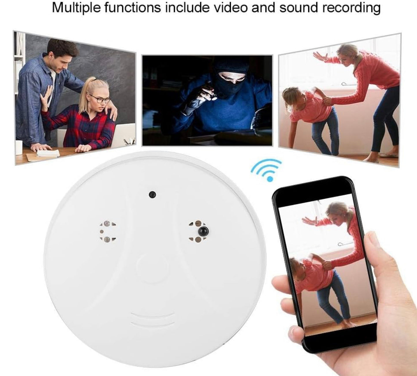 Détecteur D'alarme 1080P WiFi Caméra 32GB Vidéo DV DVR 15M Télécommande Nanny Motion Cam