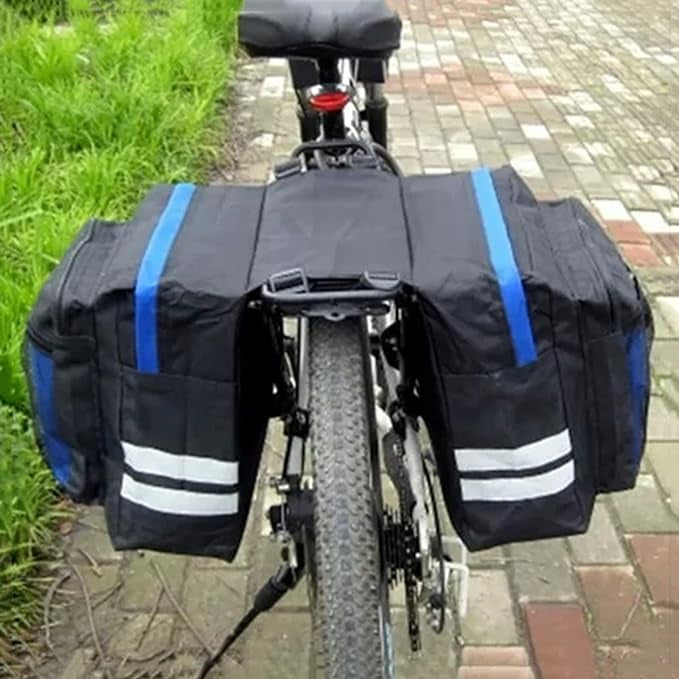 Sacoche de selle de vélo, double porte-bagages avec crochet réglable, poignée réfléchissante