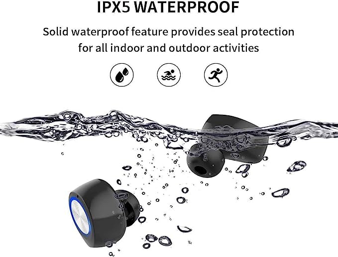 Écouteurs Bluetooth sans Fil 5.0 Réduction du Bruit Sports pour iOS Android Noir