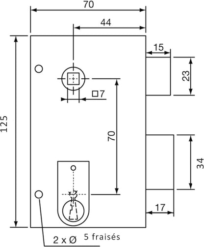 Yale YAV37G - Serrure en applique verticale à fouillot, 2 Clés, Version gauche - pour Grille et Portail