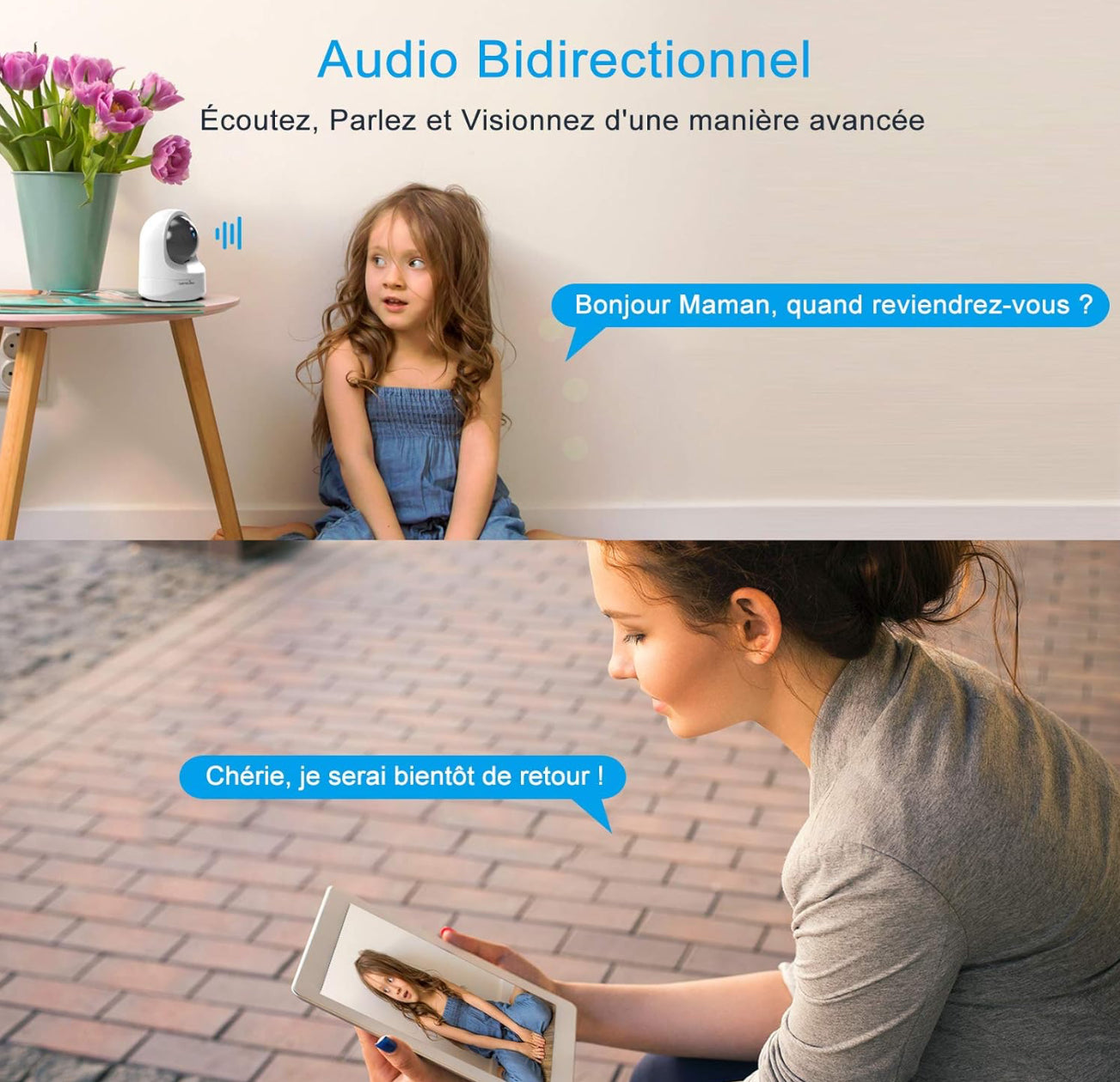 Caméra de surveillance wansview intérieure, caméra IP WLAN 2K pour bébé, animal de compagnie avec zone de confidentialité, audio bidirectionnel, WiFi 2,4 GHz, compatible avec Alexa Q6