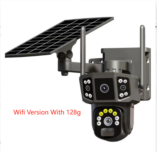 Caméra de surveillance 4G, carte SIMpanoramique à écran solaire extérieur