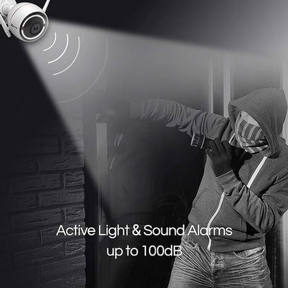Caméra Surveillance WiFi Extérieure, Caméra WiFi Extérieure avec Alarme Sirène et Flash, 30m Vision