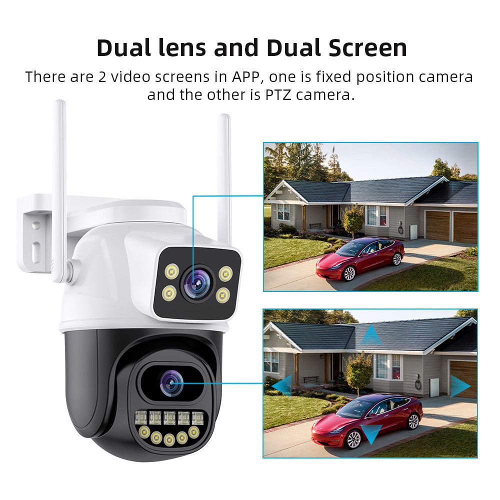 Caméra "Dual-Vision Pro" – Double Objectif, Zoom Hybride & Surveillance Intelligente 360°