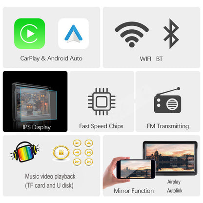 Écran 7 IPS inteligente Sans fil pour voiture Carplay Auto Mobile Téléphone Écran de projection Navigation