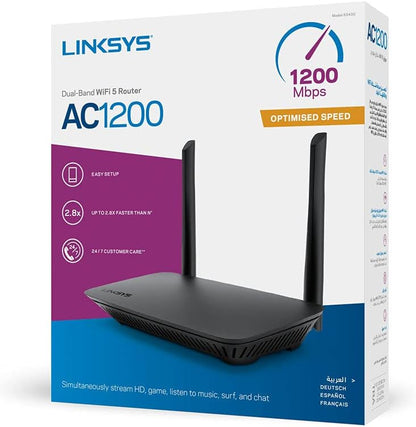 Linksys Routeur Wifi 5 Wlan Double - Bande E5400 Ac1200 (Routeur Sans Fil, pour Internet, Jeux, Streaming, Jusqu’à 1,2 Gbit/S, 4 Ports ethernet, Contrôle Parental, Accès Invité)