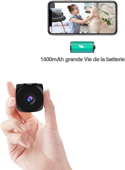 Mini Camera Espion,KEAN Micro Caméra de Surveillance WiFi sans Fil sur 5 Heures Batteries FHD Camera Miniature IP Cachée Spy avec Vision Nocturne et Détection de Mouvement pour de Sécurité Intérieure