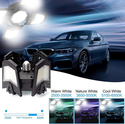 Luminaires de Garage à LED, 12000LM - 6500K Luminaire Garage, Éclairage Magasin Avec Panneaux Ajustables Multi Panneaux Position LED Plafond Lumineux Pour Garage Magasin Atelier Sous-sol Entrepôt