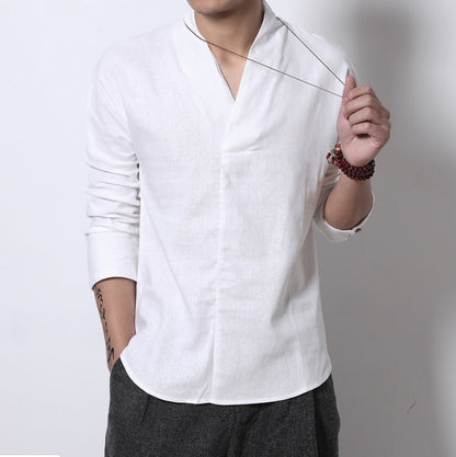 Chemise "Héritage Zen" – Lin Rétro & Col Mao Style Chinois Traditionnel