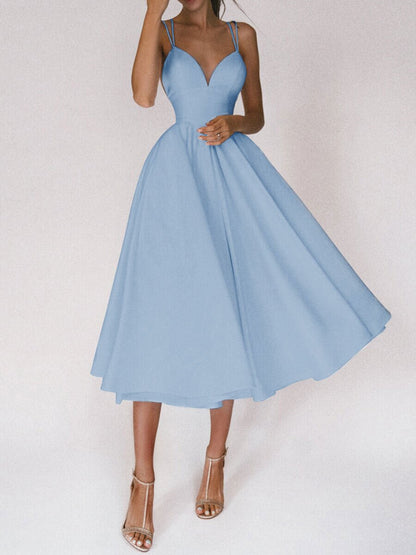 Robe Maxi "Aura-Summer" – Coupe Évasée, Décolleté en V & Dos Nu