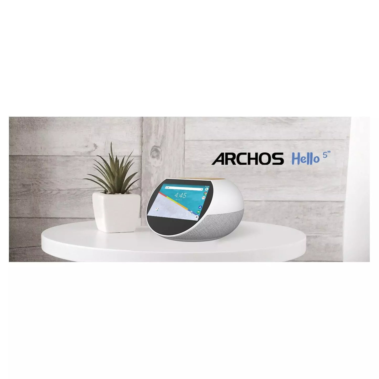 Assistant vocal - Hello 5 - Gris et Bois - Bluetooth - WiFi - USB - Ecran tactile 5" - 16 Go