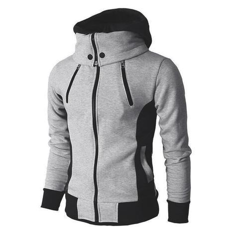 Veste à capuche zippée pour hommes Faux cardigan de sport en deux pièces Veste de sweat-shirt ajustée décontractée