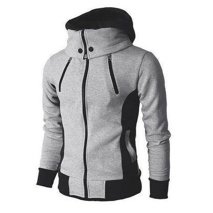 Veste à capuche zippée pour hommes Faux cardigan de sport en deux pièces Veste de sweat-shirt ajustée décontractée