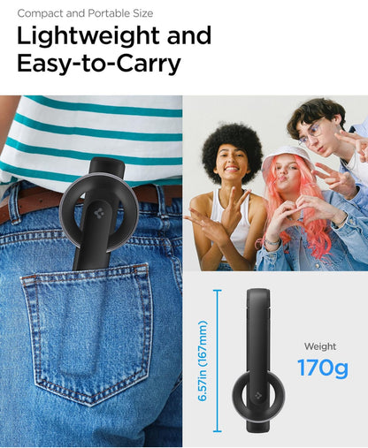 Spigen Perche à Selfie Wondersnap MagFit Trépied Smartphone Bâton Selfie Portable Télescopique pour iPhone, Galaxy, Pixel, Xiaomi, Huawei, GoPro - Noir