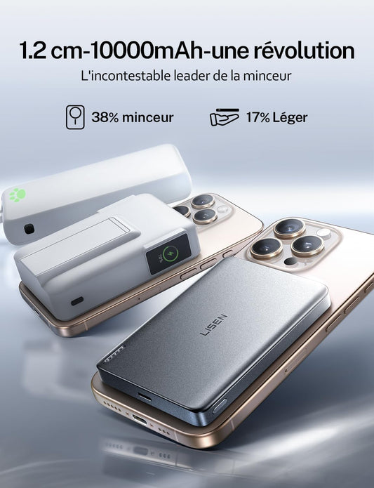 LISEN pour Batterie Externe Magsafe iPhone [1.2 CM Slim Alliage] Power Bank pour iPhone 1,0000mah Batterie Magsafe Magnetique,Voyage Accessoires Chargeur Externe pour iPhone 16/15/14/13/12 Pro Max