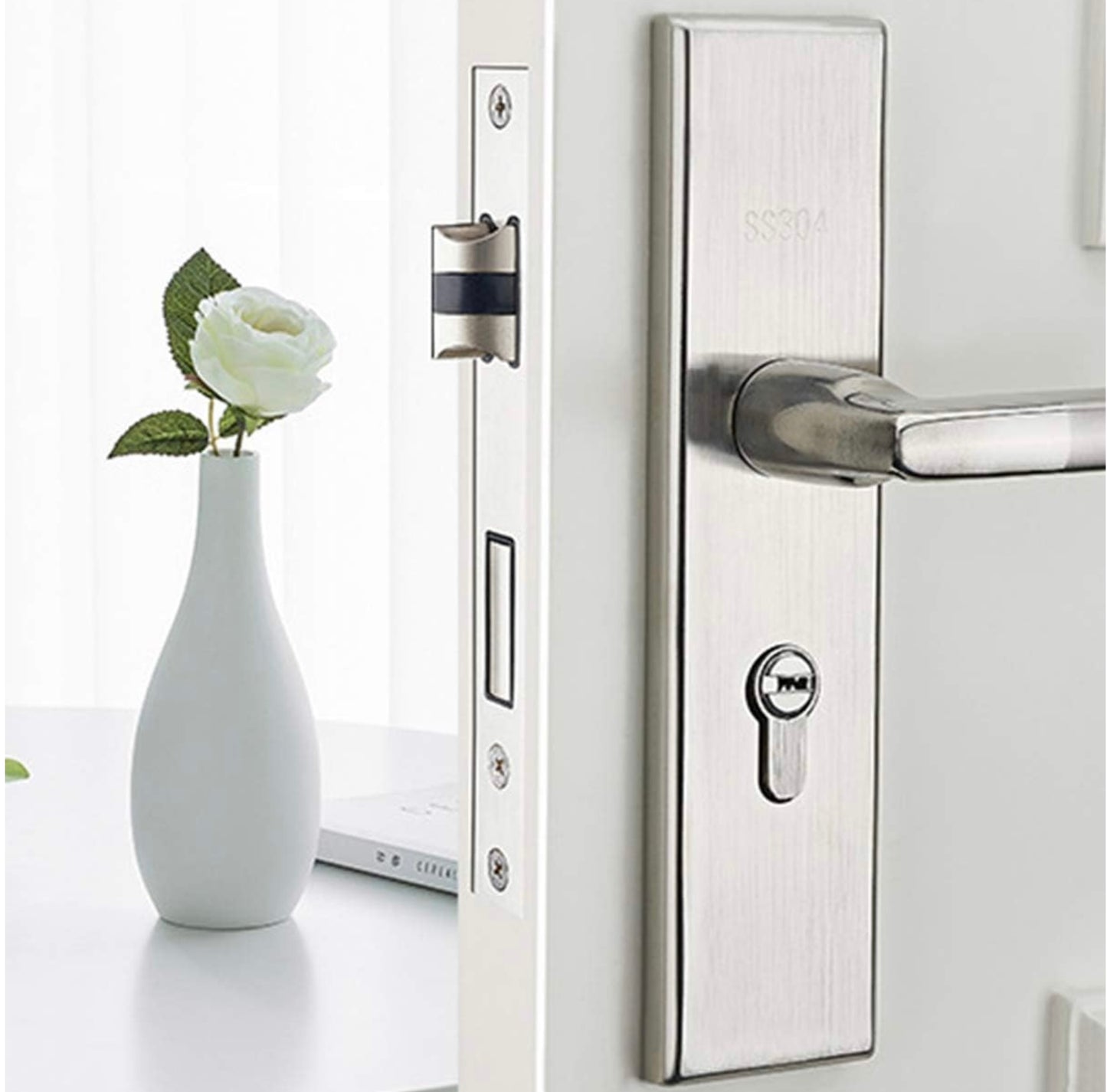 Rehomy Serrure de porte intérieure en acier inoxydable avec clés