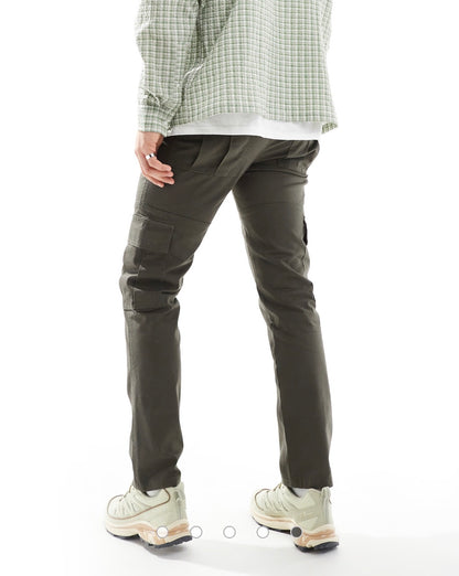 Pantalon cargo ajusté - Kaki foncé