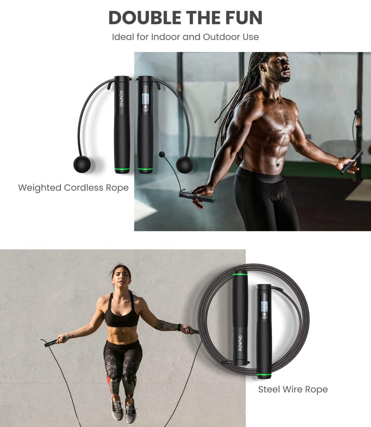 Corde à Sauter Intelligente avec Compteur, Corde à Sauter sans Fil Réglable, App Données d'Analyse, Corde a Sauter Fitness Homme Femmes Enfants, Crossfit Équipement d'Entraînement