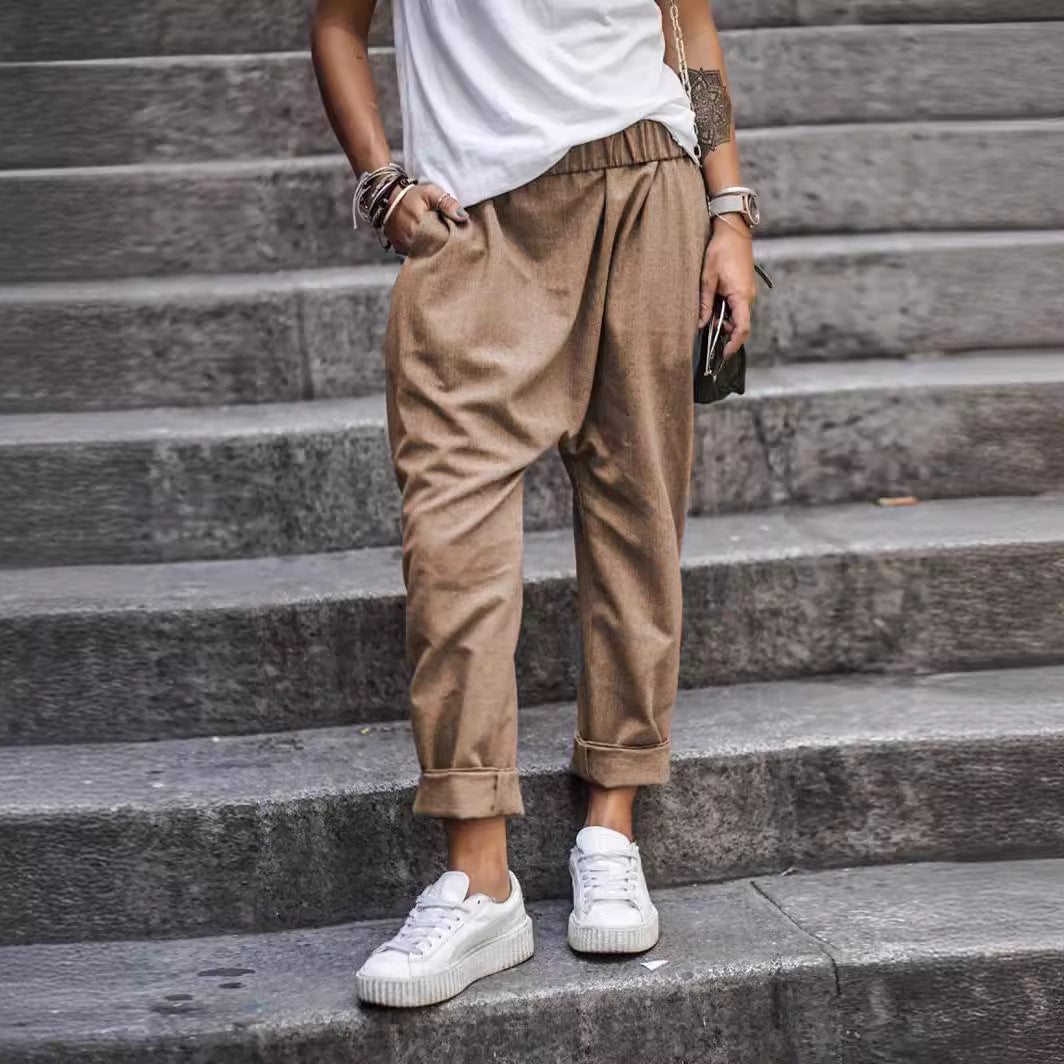 Pantalon "Comfy-Chic" à Taille Élastique – Coupe Droite & Matière Fluide