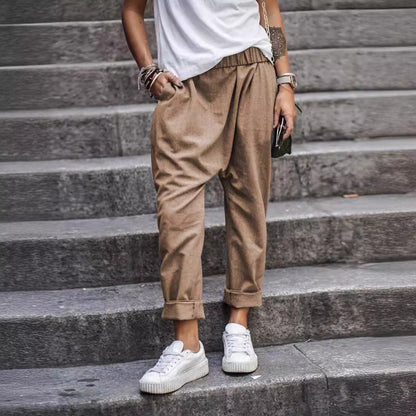 Pantalon "Comfy-Chic" à Taille Élastique – Coupe Droite & Matière Fluide