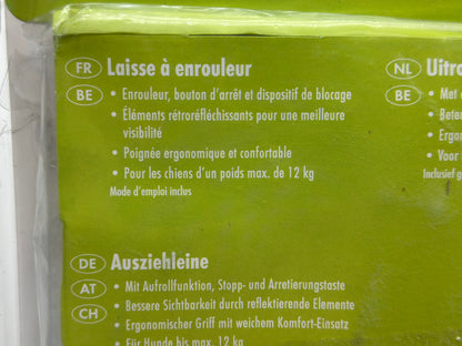 Zoofari Elropet Laisse rétractable pour chien avec enrouleur d'arrêt et bouton de verrouillage Bleu 5 m