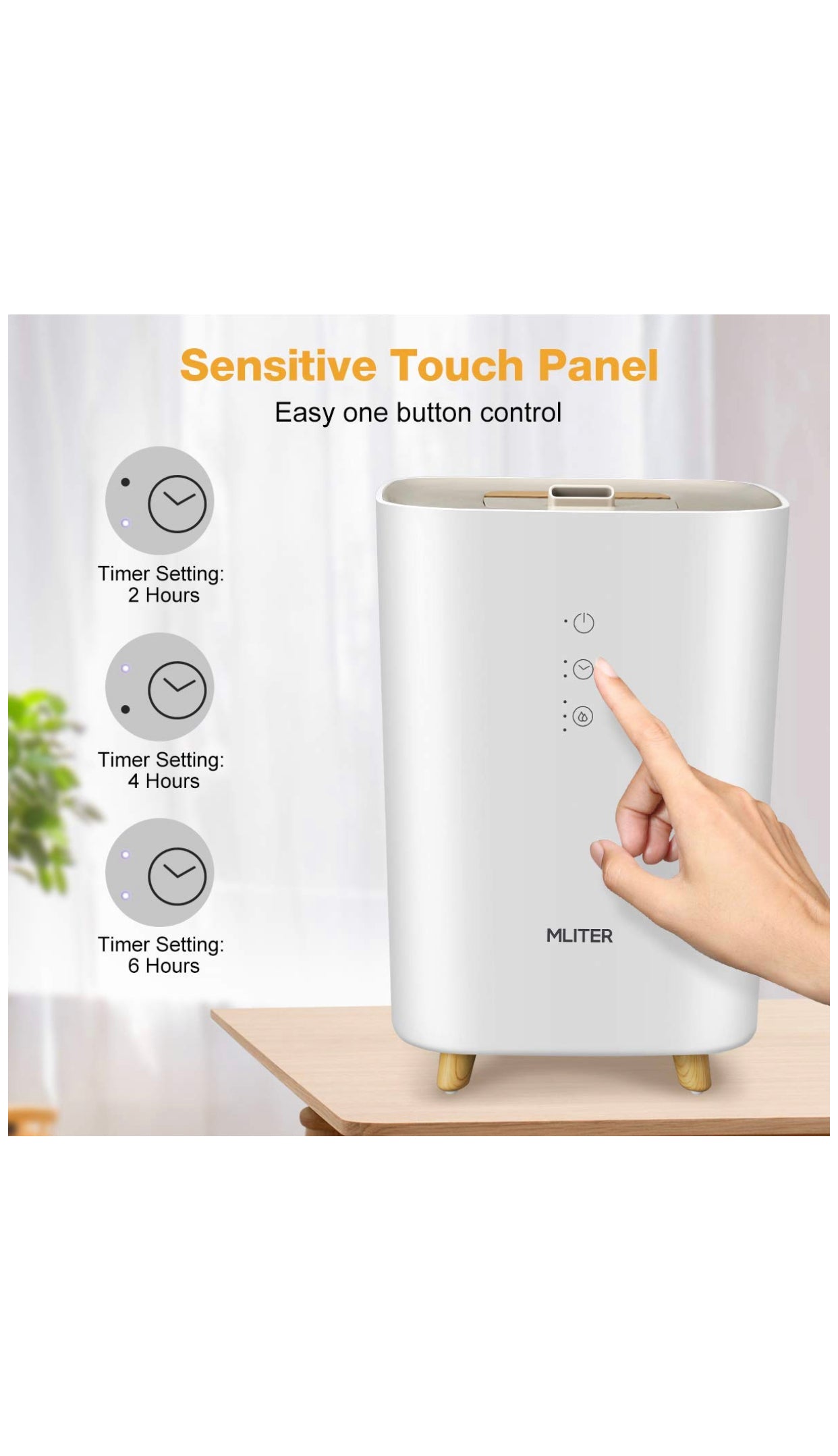 MLITER Humidificateur à ultrasons 2,5 L, diffuseurs de parfums, minuteur, Fonctionnement Silencieux avec 3 Niveaux réglables de brumisation pour Maison neuf