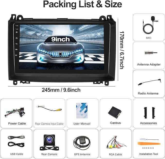 Autoradio 2+32G Android 13 pour Mercedes Benz W164 X164 ML350 ML500 ML280 GL320 GL350 GL450 2008-201