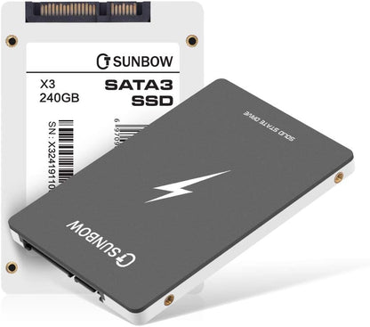 TCSUNBOW 240 Go 250 Go 256 Go 2.5 Pouces SSD avec 256 Mo de Cache SATAIII 6 Go/s Disque Dur Interne à Semi-conducteur pour Ordinateur Portable Tablette PC (X3 240 Go)