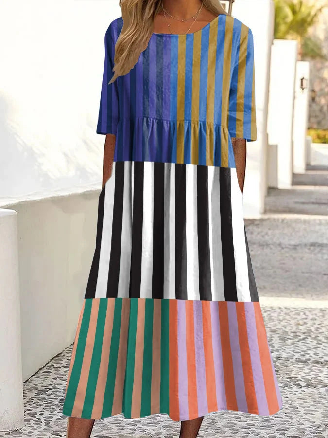Robe ample décontractée pour femmes Retro Ocean Art Printemps