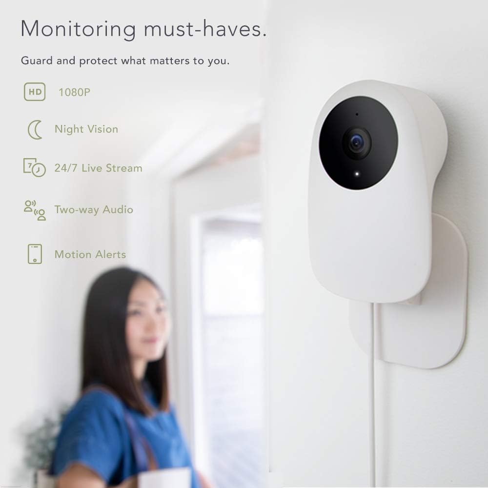 Caméra de Surveillance Nooie Moniteur pour Bébé, WiFi 1080P IP Caméra,Moniteur pour Animaux,Vision Nocturne,Détection de Mouvement,de Son,Audio Bidirectionnel pour Sécurité à la Maison