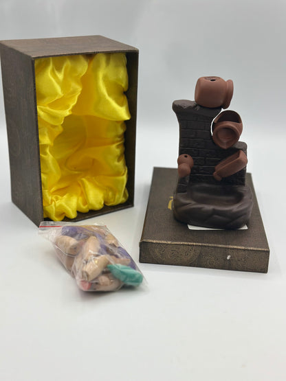Porte-encens Citrouille Marron, Porte-encens en céramique avec 20 cônes d'encens à refoulement, refoulement d'encens pour brûleur d'encens à refoulement