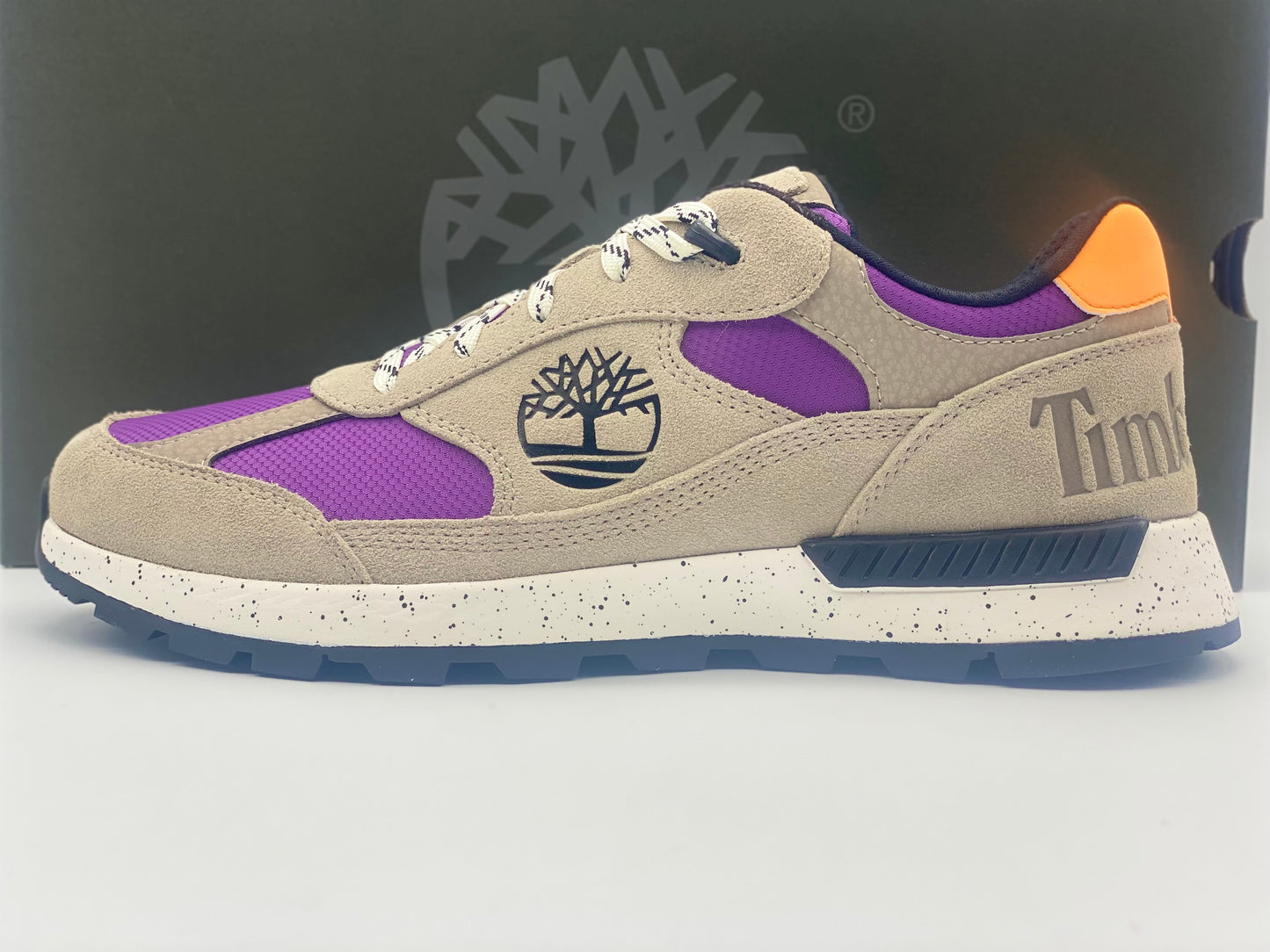 TIMBERLAND Baskets Field Trekker LF Low Hiker Light Taupe Suede With Purple