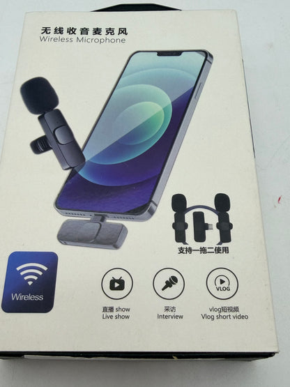 Microphones sans Fil pour Android, Microphone Bluetooth à Clipser sans Fil, Mini Microphone Cravate pour Enregistrement vidéo, Diffusion en Direct, Vlog, Youtube, TikTok (2 micros