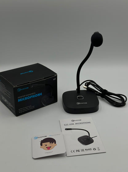 EIVOTOR Microphone PC USB Micro Computer Ordinateur Plug & Play Micro d'enregistrement avec Bouton Muet Compatible avec Mac, Windows 7/8/10, PS4 pour Discord, Youtube, Skype, Podcast, Conférence
